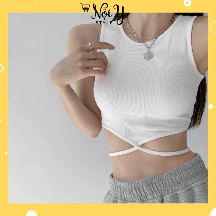 Áo Ba Lỗ Nữ Dáng Croptop Kiểu Dây Buộc Quấn Ngang Eo Siêu Sexy MS.B8