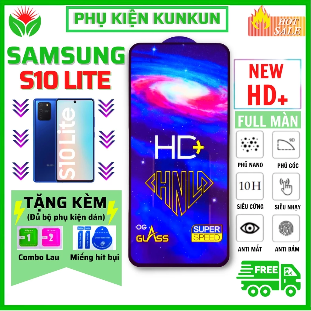 🔥Siêu Mượt🔥 Kính Cường Lực SamSung S10 LITE - Phủ NANO HD+ và trong suốt - Độ cứng 9H - Độ trong suốt cực cao.