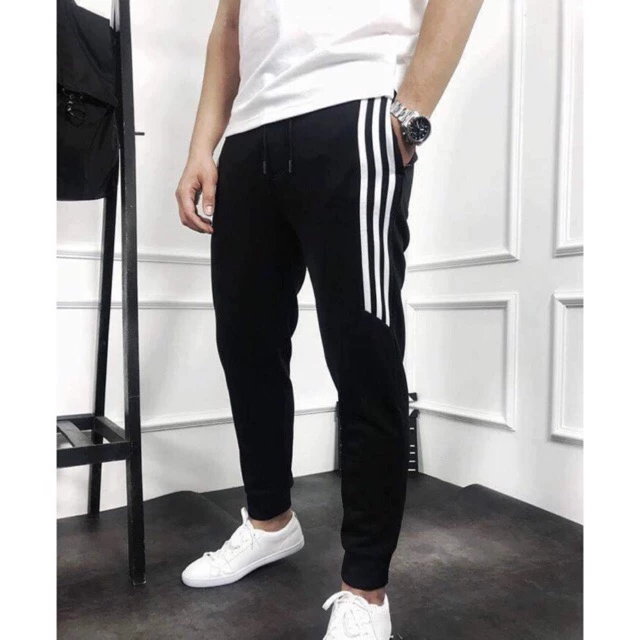 Quần Thể Thao Nam, jogger nỉ 3 Sọc Nam Thu Đông Co Giãn Ống Côn