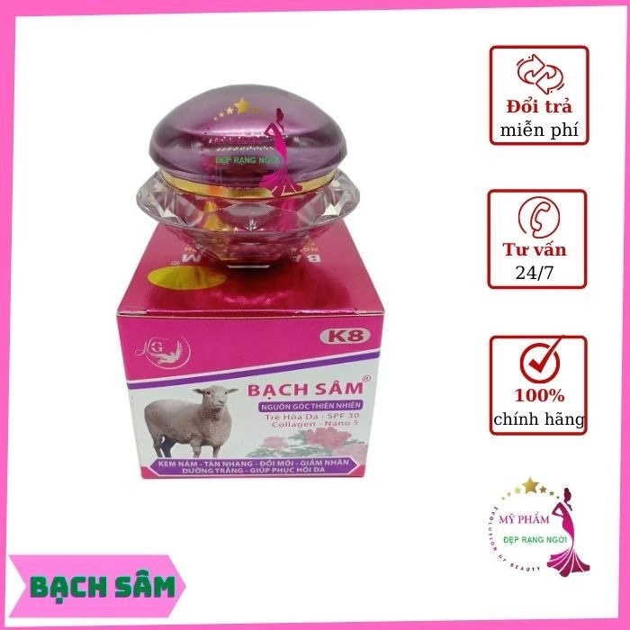 Kem Bạch Sâm K8, Nám, Tàn Nhang, Đồi Mồi, Chống Nhăn, Dưỡng Trắng, Phục Hồi Da 25g