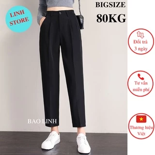 Quần Baggy Nữ Lưng Cao Linh Store Bigsize Dáng Dài Công Sở Chất Liệu Tuyết Mưa