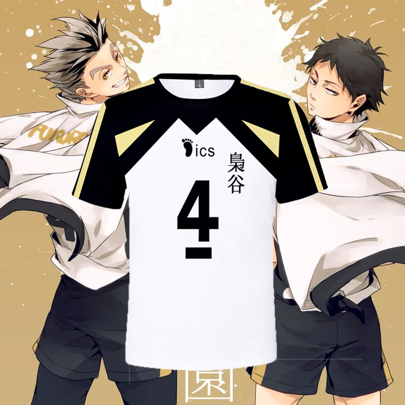 Lg Haikyuu Trang Phục Hóa Trang Tay Ngắn Fukurodani Áo Thun Trường Trung Học Akaashi Keiji Bokuto Tee Thể Thao Đồng Phục Thể Thao