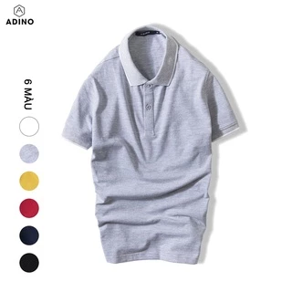 Áo polo nam ADINO màu ghi xám phối viền vải cotton co giãn dáng công sở slimfit hơi ôm trẻ trung AP72