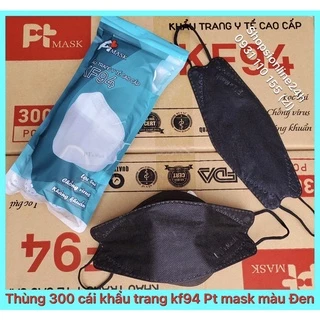 ✅{Giá sỉ} Thùng 300 cái khẩu trang kf94 4D Pt mask Phương Tuyến 4 lớp giấy kháng khuẩn màu Đen