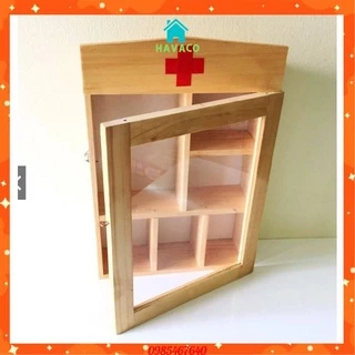Tủ thuốc y tế gia đình treo tường chất liệu gỗ thông phủ bóng bền đẹp tiện dụng