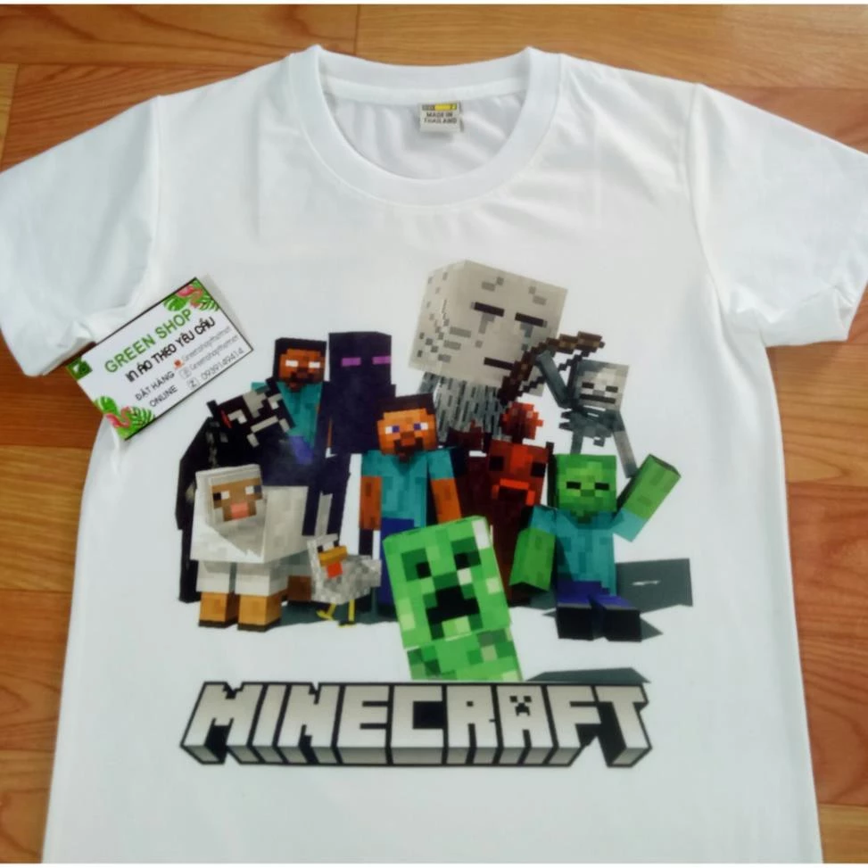 HOT SALE- Áo Thun In Hình Minecraft ảnh thật vải Cotton Thái S008 - áo cực chất