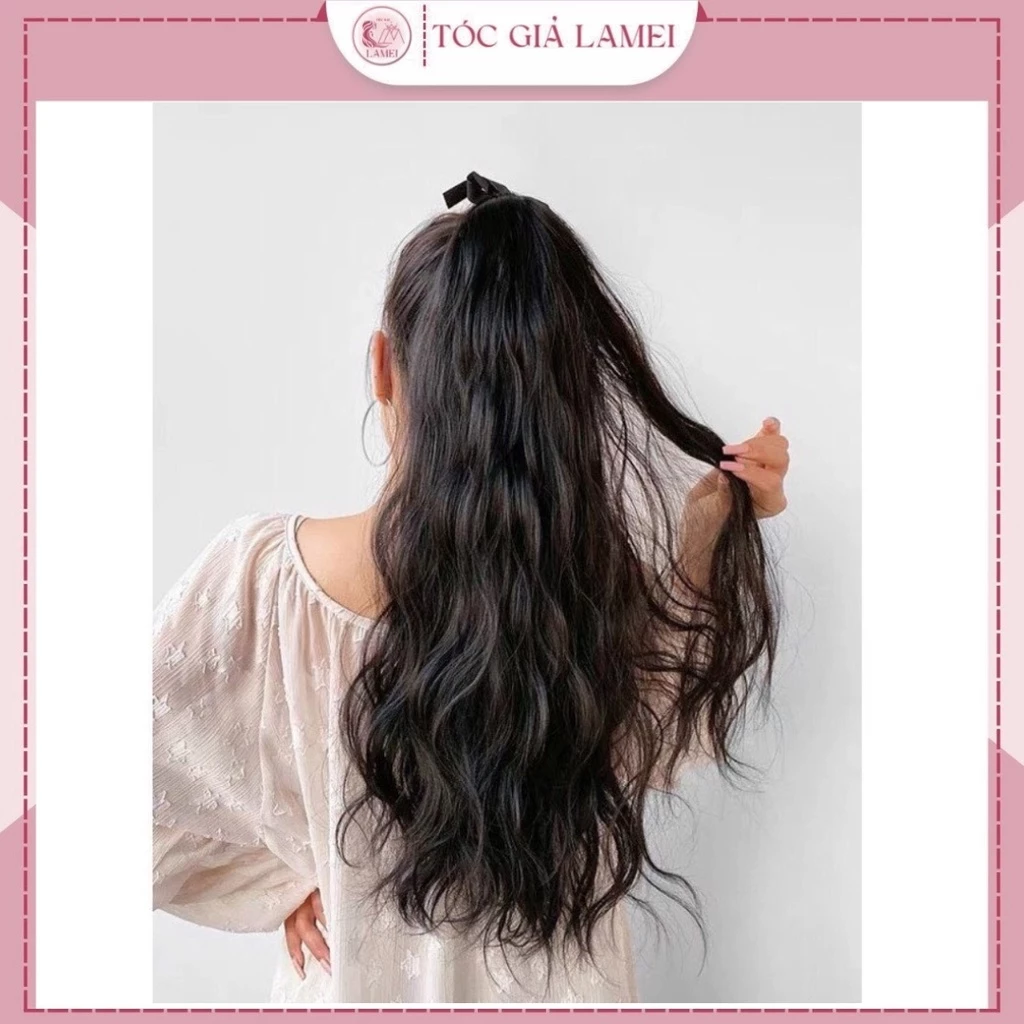 Tóc Giả Cột Buộc Xù 60cm Chất Sợi Tơ Cao Cấp
