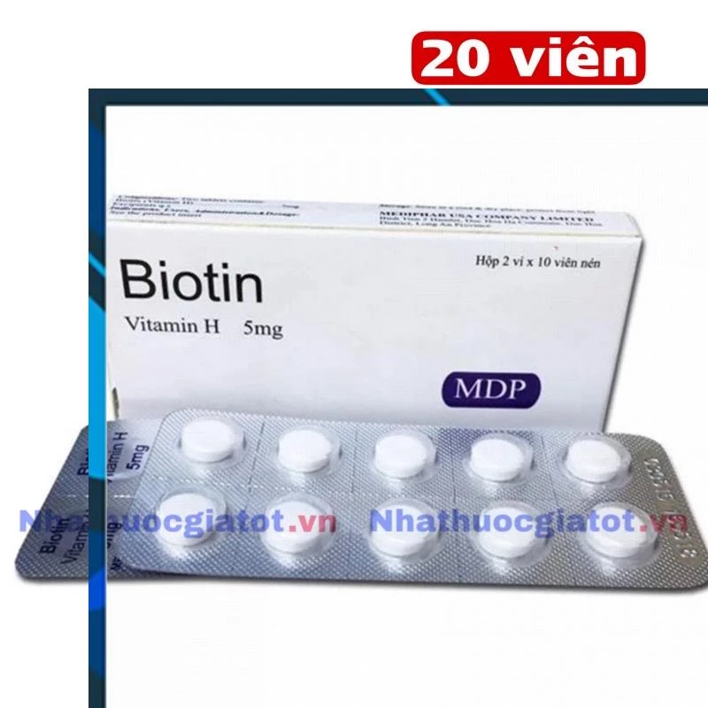 BIOTIN MEDIPHAR USA - VITAMIN H 5mg Bổ Sung Biotin Giúp Da Đẹp, Tóc Dày Bóng, Móng Khoẻ Hộp 20 Viên NHÀ THUỐC SÀI GÒN