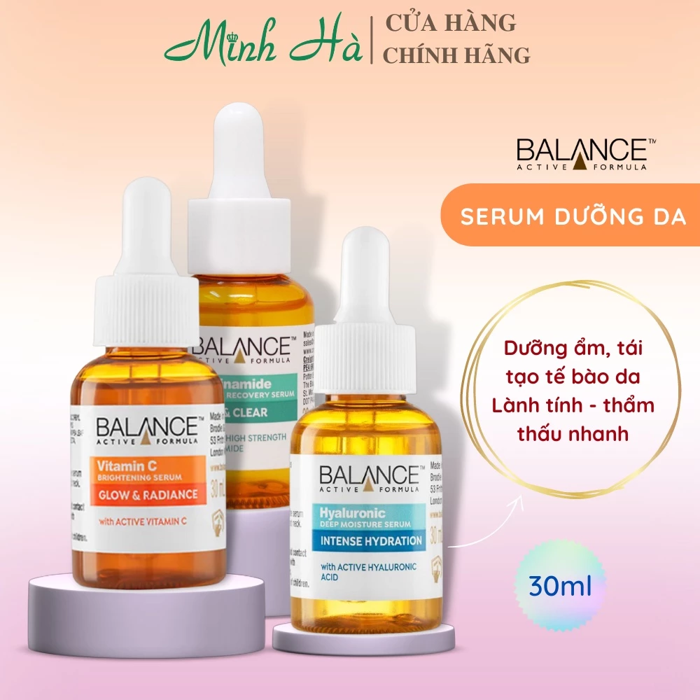 Serum Balance Vitamin C, Niacinamide, Hyaluronic 30 - 60ml giúp dưỡng ẩm, sáng da và chống lão hóa vượt trội