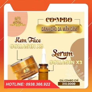 Combo Kem Face Và Serum Dưỡng Collagen X3 Có Team Cào Điện Tử- tem mới