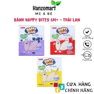 Bánh Gạo Ăn Dặm Cho Bé Happy Bites vị chuối, việt quất, táo 6m+