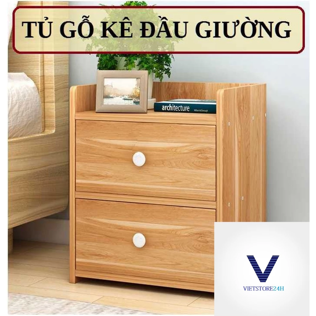 Kệ tủ gỗ đầu giường (loại 2 ngăn tủ)