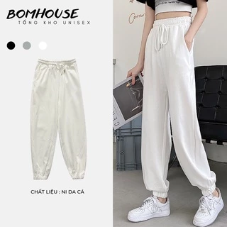 Quần Jogger Nữ Trơn Bo Gấu 3 Màu BOM HOUSE Ullzang Unisex Nam Nữ