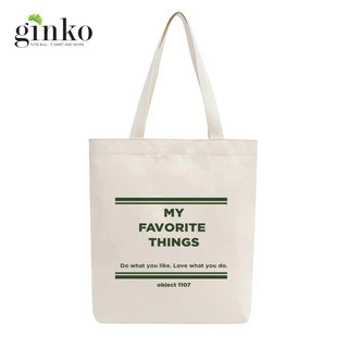 Túi Tote Vải Mộc GINKO Có Dây Kéo Khóa ( túi con) In Hình My Favorite Things M07