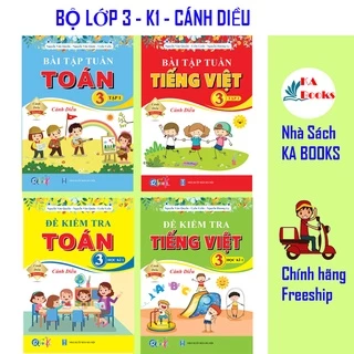 Sách - Combo Bài Tập Tuần và Đề Kiểm Tra Toán và Tiếng Việt lớp 3 - Cánh diều - Học Kì 1 (4 cuốn)