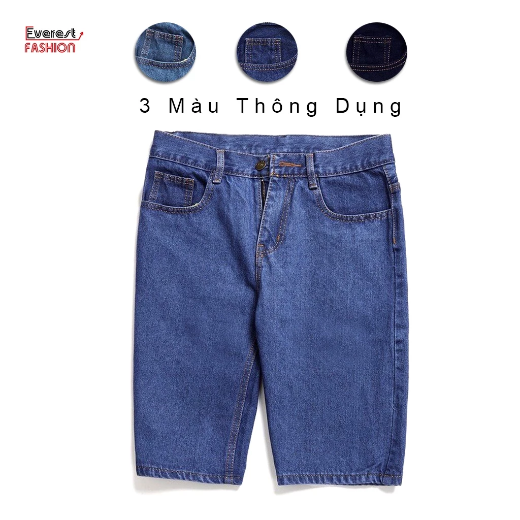 Quần Short Jean Nam ANDROMEDA Ống Rộng Đứng Không Lỗi Thời Vải Dày Không Co Dãn Không Ra Màu