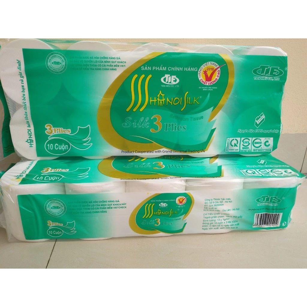 Bịch 10 Cuộn Giấy vệ sinh Hà Nội Nặng 1,5kg - Giấy Không Lõi
