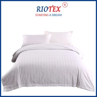 T300 Drap - Ga Trắng Sọc cotton T300 Riotex Home Cao Cấp - Ga Cho Nệm 5-35cm Gia Đình, Khách Sạn