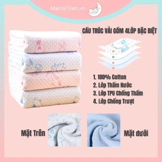 Tấm lót chống thấm cotton 4 lớp cho bé