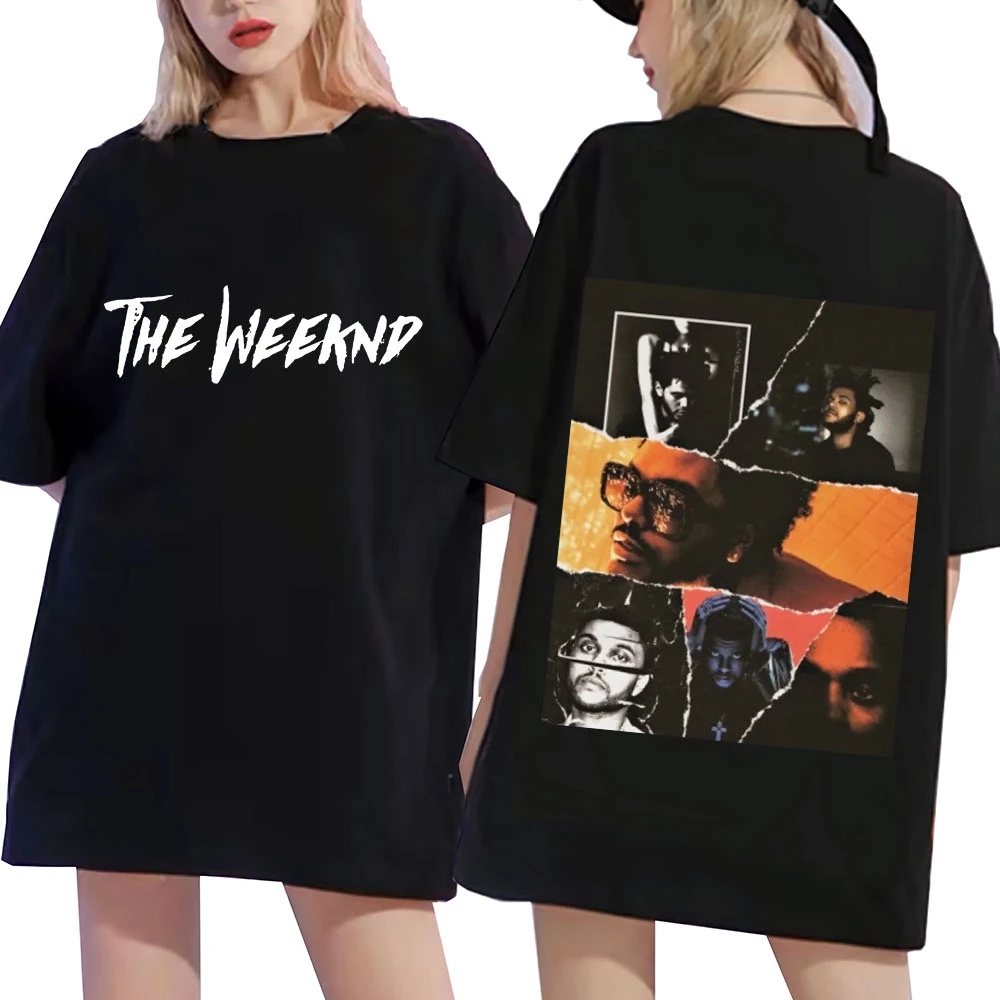 The Weeknd Vintage Unisex Đen Áo Retro Đồ Họa 2 Mặt In Áo Thun Cotton Nam Nữ Quá Khổ áo Thun Cao Cấp