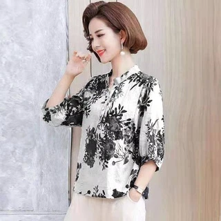 Áo thun cotton tay lửng thời trang cho phụ nữ trung niên