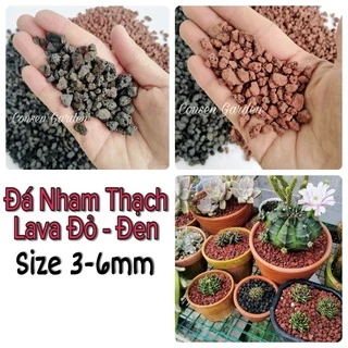 Đá Nham Thạch/ Đá Lava Đỏ - Đen 1 Ký Size 3-6mm