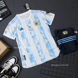 Áo Argentina Copa América 2021- Set Bộ Thể Thao Tuyển Agentina Màu Trắng Xanh Quần Tím Than - Vải Thái Chuẩn Áo Đấu