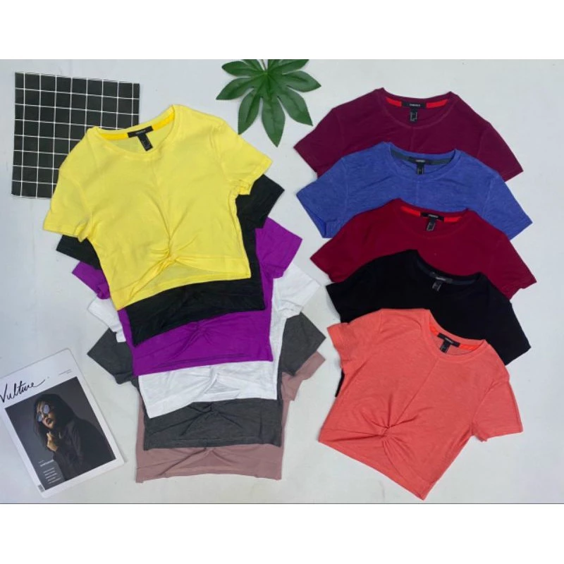 Áo croptop xoắn eo tập gym yoga nữ