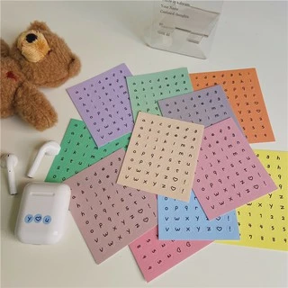 Sticker Giấy Bảng Chữ Cái Alphabet In Thường và Số Nhiều Màu Trang Trí Sổ và Đồ Dùng | ST064