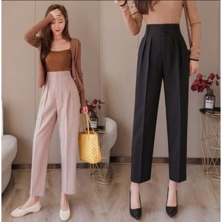 [FULL SIZE 40-85KG] Quần baggy CẠP CAO 3 KHUY CÀI mã 198- DángThụng  ống rộng vừa - Vải dày dặn - Mặc đi làm công sở