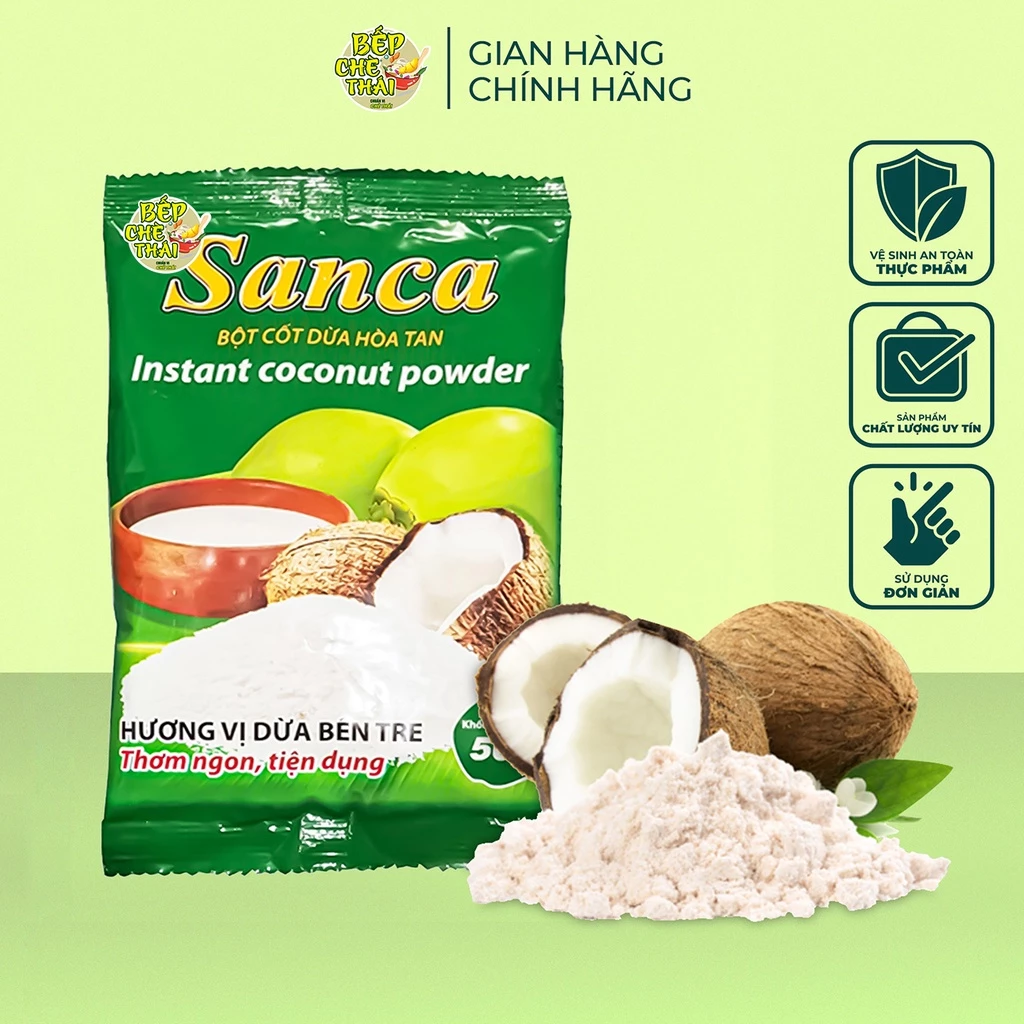 Bột Cốt Dừa Hòa Tan Sanca - Túi 50gr - Bếp Chè Thái