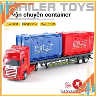 [ Siêu Hot] Xe mô hình đồ chơi xe đầu kéo vận chuyển container nhiều màu sắc kích thích thị giác của trẻ, có thể trưng