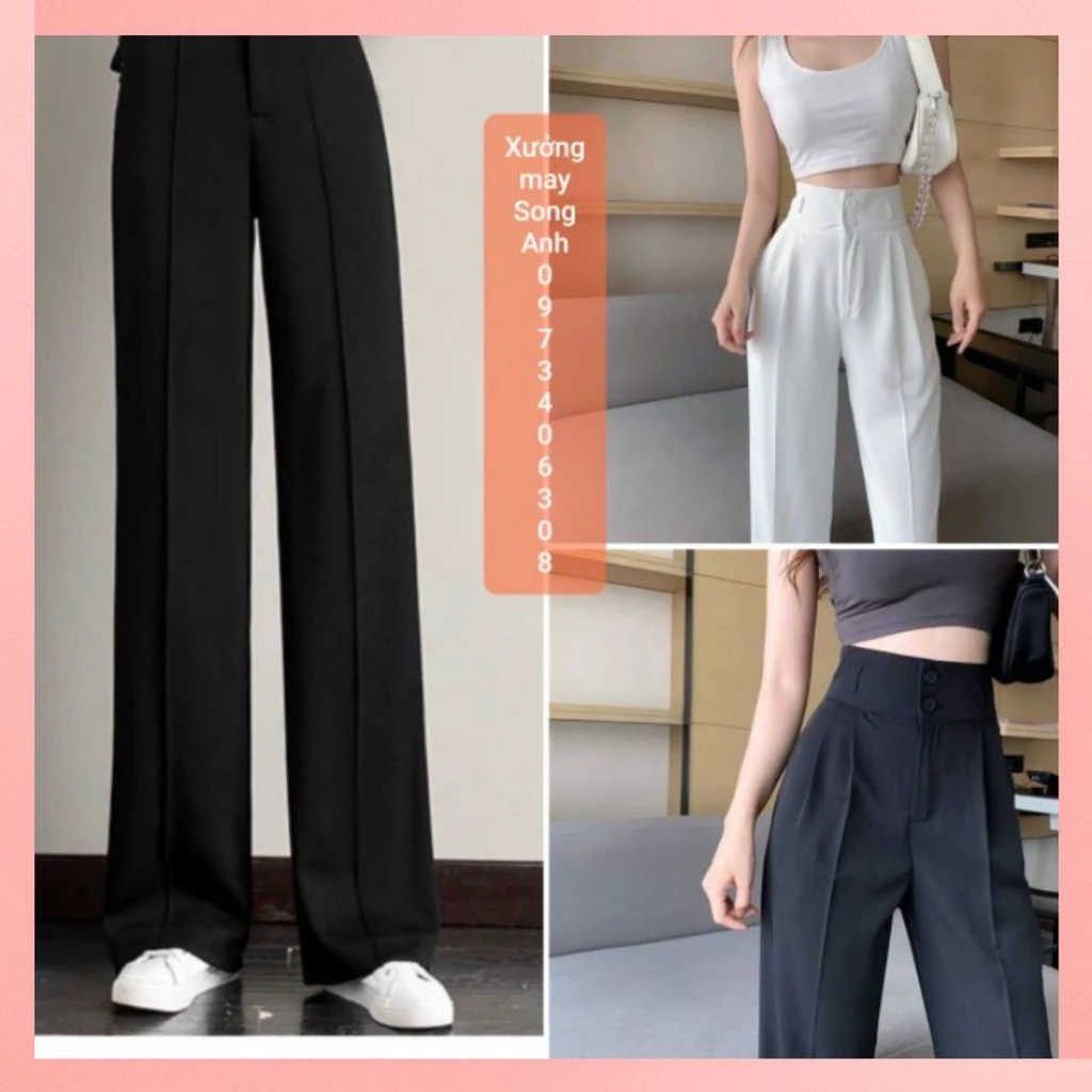 Quần ống rộng nữ công sở, Ống Suông Culottes Dài 100cm Cạp Bản To 7 Phân 2 khuy Siêu Hot chất vải tuyết mưa vitex mã 502