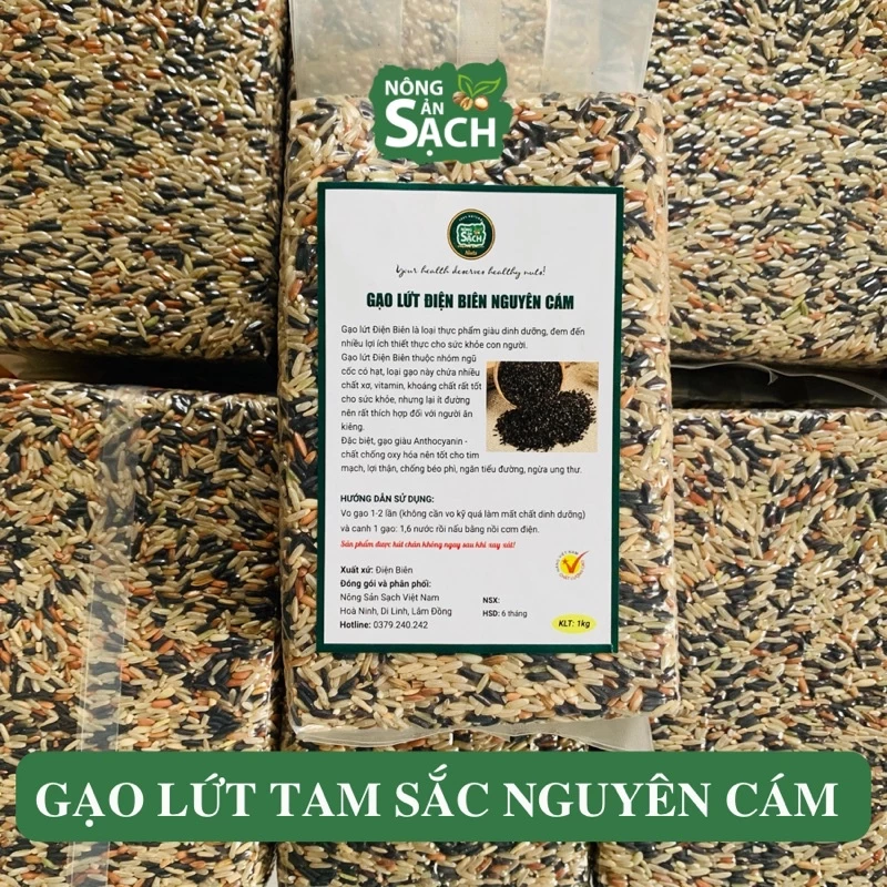 Gạo Lứt Tam Sắc Nguyên Cám - Gạo Nương Điện Biên - Hỗ trợ ăn kiêng, giảm cân