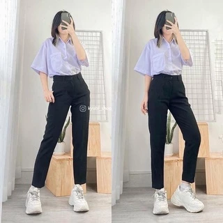 Quần tây baggy nữ Ulzzang Kyubi cạp cao học sinh công sở [Có bigsize] - Quần pant âu phục đi học đi làm KYUBI JR29