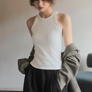 Áo Tank Top Dệt Kim Màu Trơn Thời Trang Cao Cấp Cho Nữ