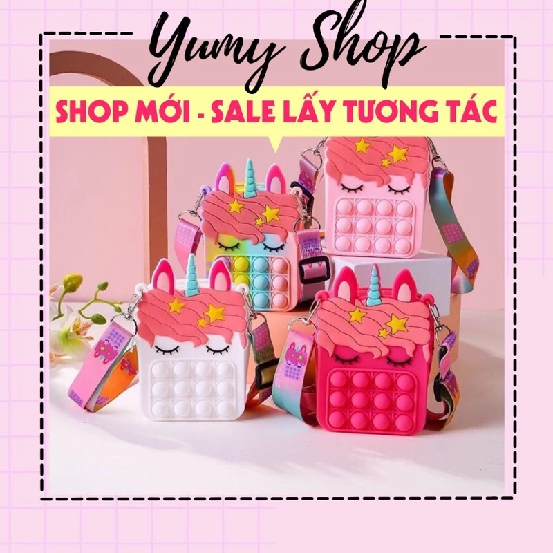 Túi pop it cho bé, túi kỳ lân, túi đồ chơi, túi mini, đồ chơi trẻ em bóp bong bóng cầm tay siêu xinh thời thượng