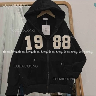 Áo Khoác Nỉ Hoodie Unisex Thêu 1988 Form Rộng Có Mũ Dáng Suông Ulzzang Nam Nữ Cực Chất_XT