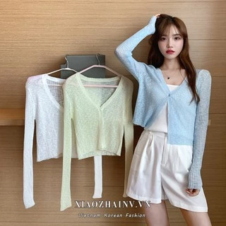 Xiaozhainv Áo Khoác Cardigan Dệt Kim Tay Dài Thời Trang Mùa Hè