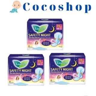 COMBO 3 GÓI BĂNG VỆ SINH BAN ĐÊM LAURIER SAFETY NIGHT 35CM 8 MIẾNG