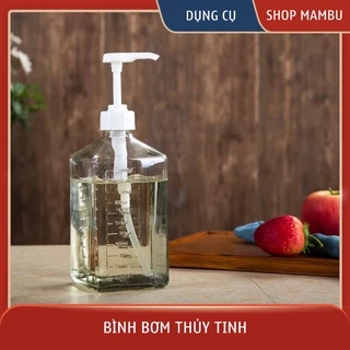 [Sỉ] Bình bơm đường, siro thủy tinh có vòi Pump 1100ml - Thiết bị máy móc pha chế