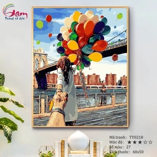 Tranh số hoá tình yêu nắm tay em đi khắp thế gian GAM có khung 40x50cm TY0218