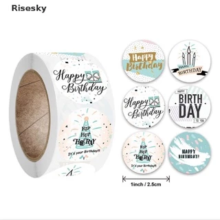 Cuộn Băng Keo Giấy Dán Hình Tròn In Chữ "Risesky Happy Birthday"