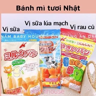 Date 10/2024 Bánh mì tươi Nhật Bản dành cho bé ăn dặm 45g vị sữa, rau củ, lúa mạch