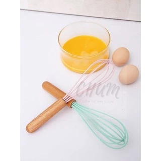 phới lồng đánh trứng silicon cán gỗ màu pastel siêu xinh Chumdecor SLC PG04