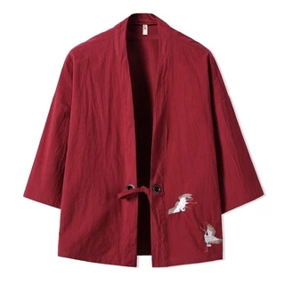 [Thời Trang] Áo Khoác Kimono Bằng Vải Lanh Dáng Rộng Phong Cách Nhật Bản Kimono Nhật Bản