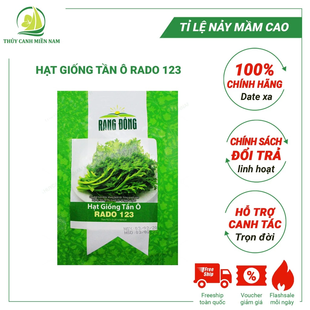 Hạt giống tần ô RADO 123 (20g) | Giống Khoẻ, Tỉ Lệ Nảy Mầm Đến 90%, Có Hỗ Trợ Trồng Rau Tại Nhà