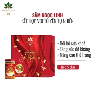 Yến Sâm Ngọc Linh Kon Tum K5- Tổ Yến Tươi Và Sâm Ngọc Linh Hộp 5 Hũ (100Ml/ Hũ)