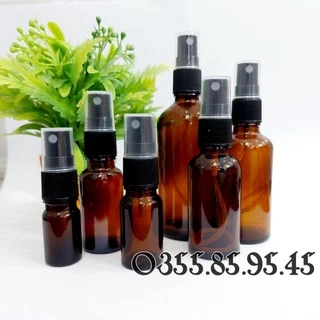 Chai thủy tinh NÂU vòi phun sương ĐEN 5ml 10ml 15ml 20ml 30ml 50ml 100ml - Lọ đựng serum, tinh dầu, mỹ phẩm du lịch