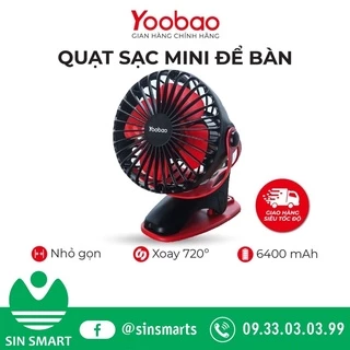 QUẠT SẠC MINI YOOBAO DUNG LƯỢNG CAO NHẤT 6400mah dùng được 32H liên tục🍀